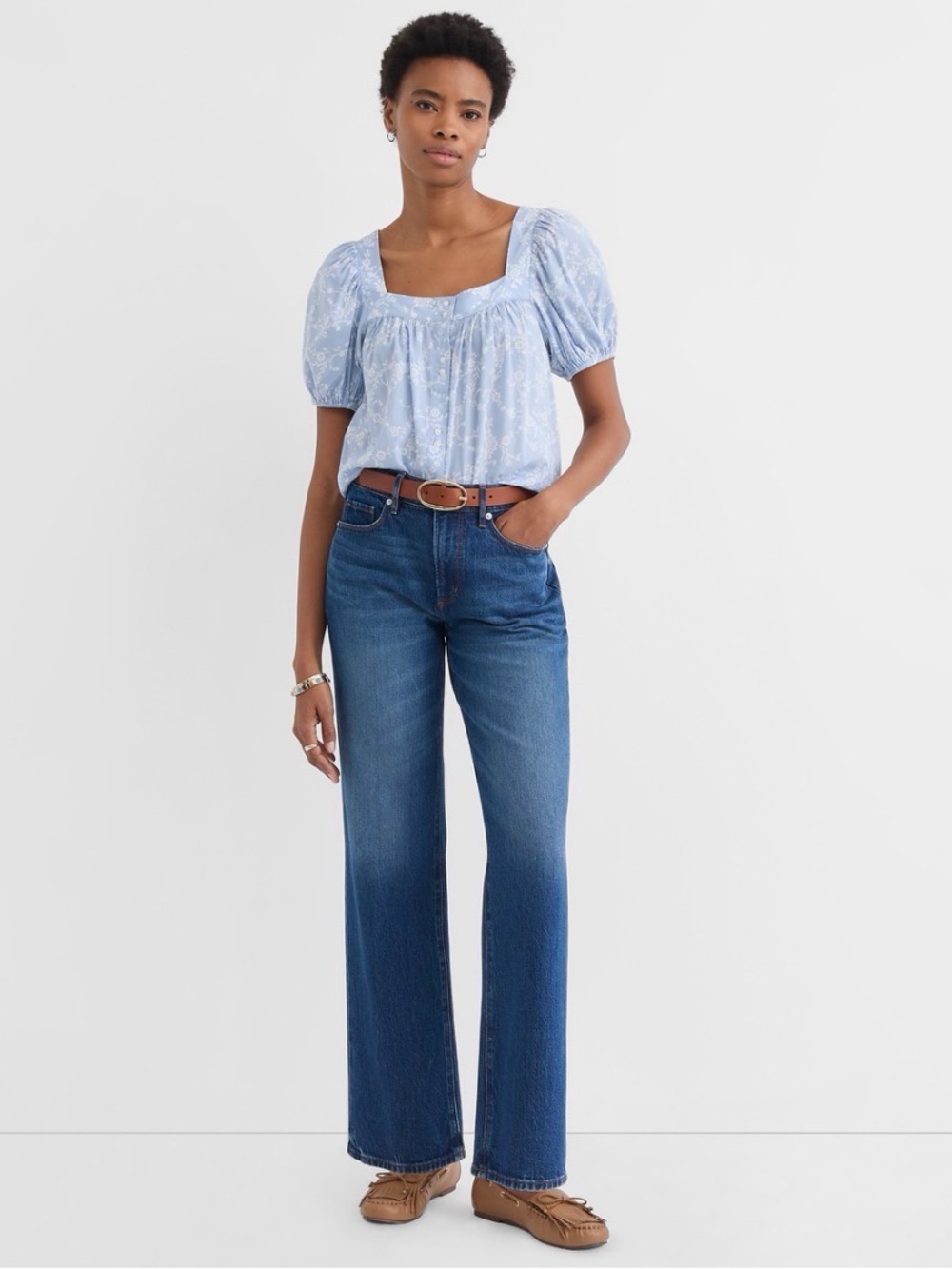 Classic High-Rise Wide Leg Jeans - Blue